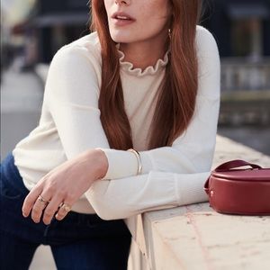 Sézane Eric Bompard Ruffle Neck Cashmere Sweater